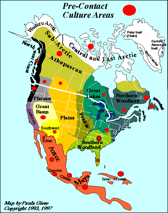 This map shows culture areas of more than 500 tribes of North America