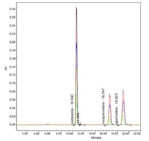 hplc of benzoylated polyamine standards