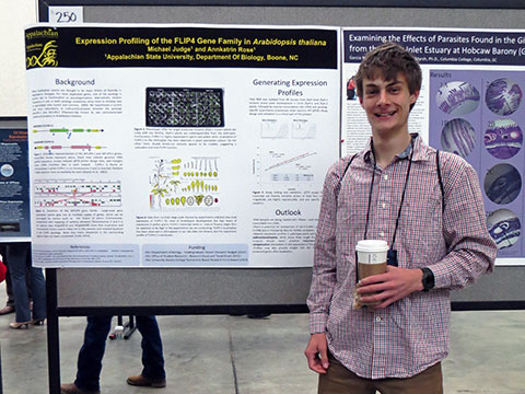 Michael presenting his poster at the ASB Meeting