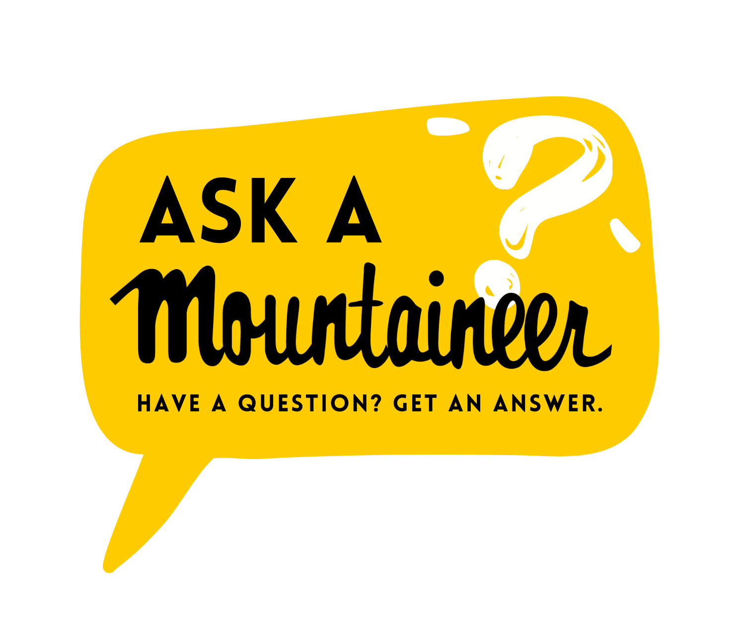 Ask A Mountaineer speech bubble illustration