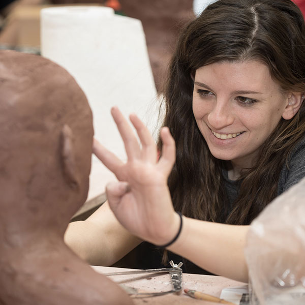 student painting