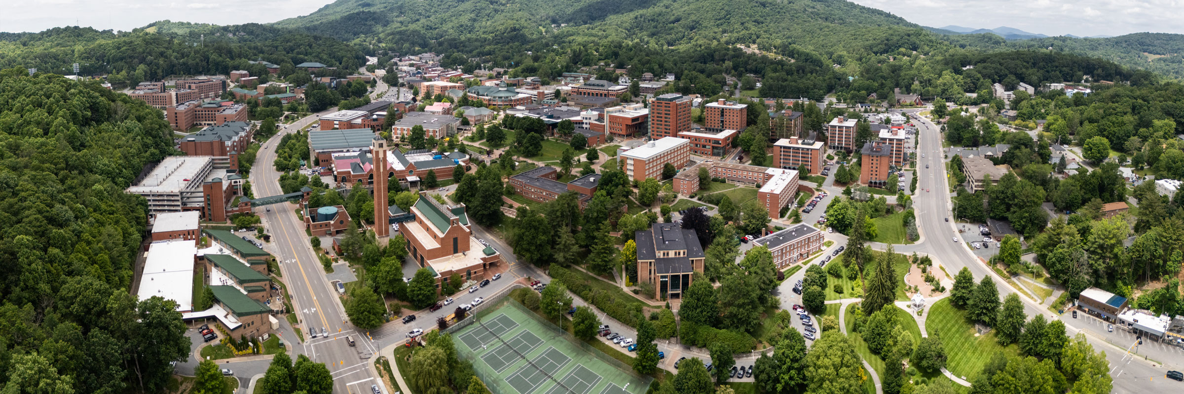 Aerial view of Appalachian State University's campus