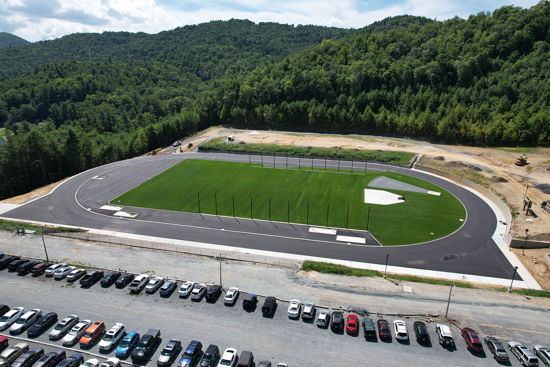 Appalachian 105 construction - construction progress on the new track and field competition/practice area