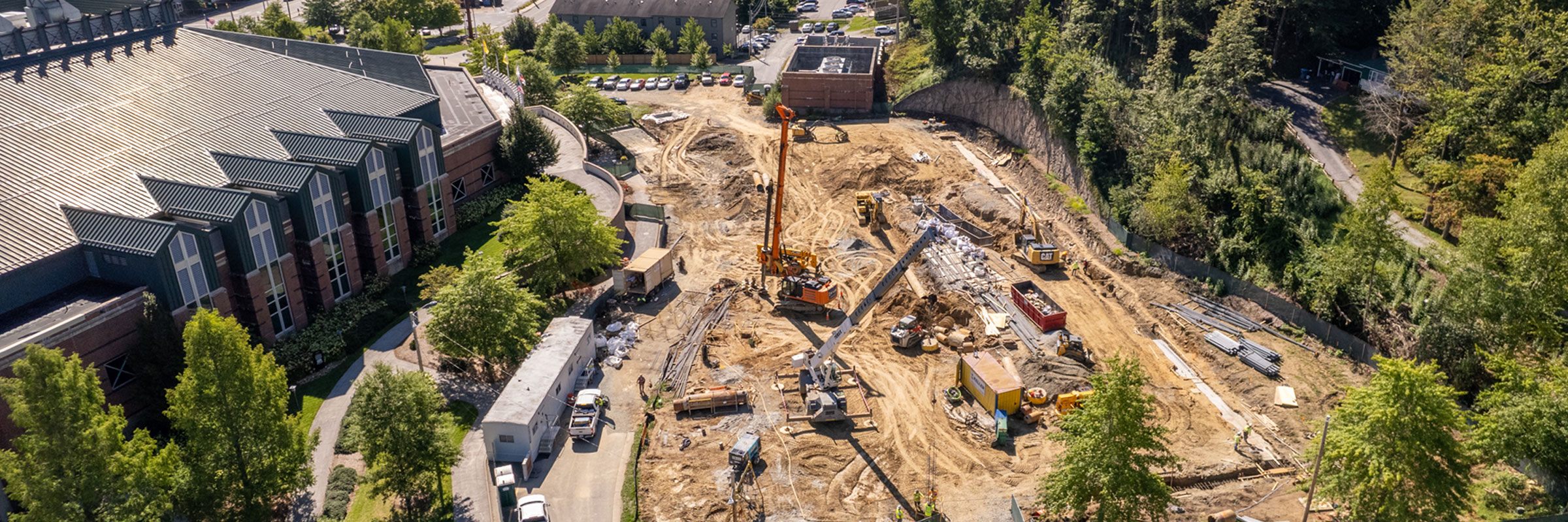 Drone View of Holmes Center Parking Deck construction