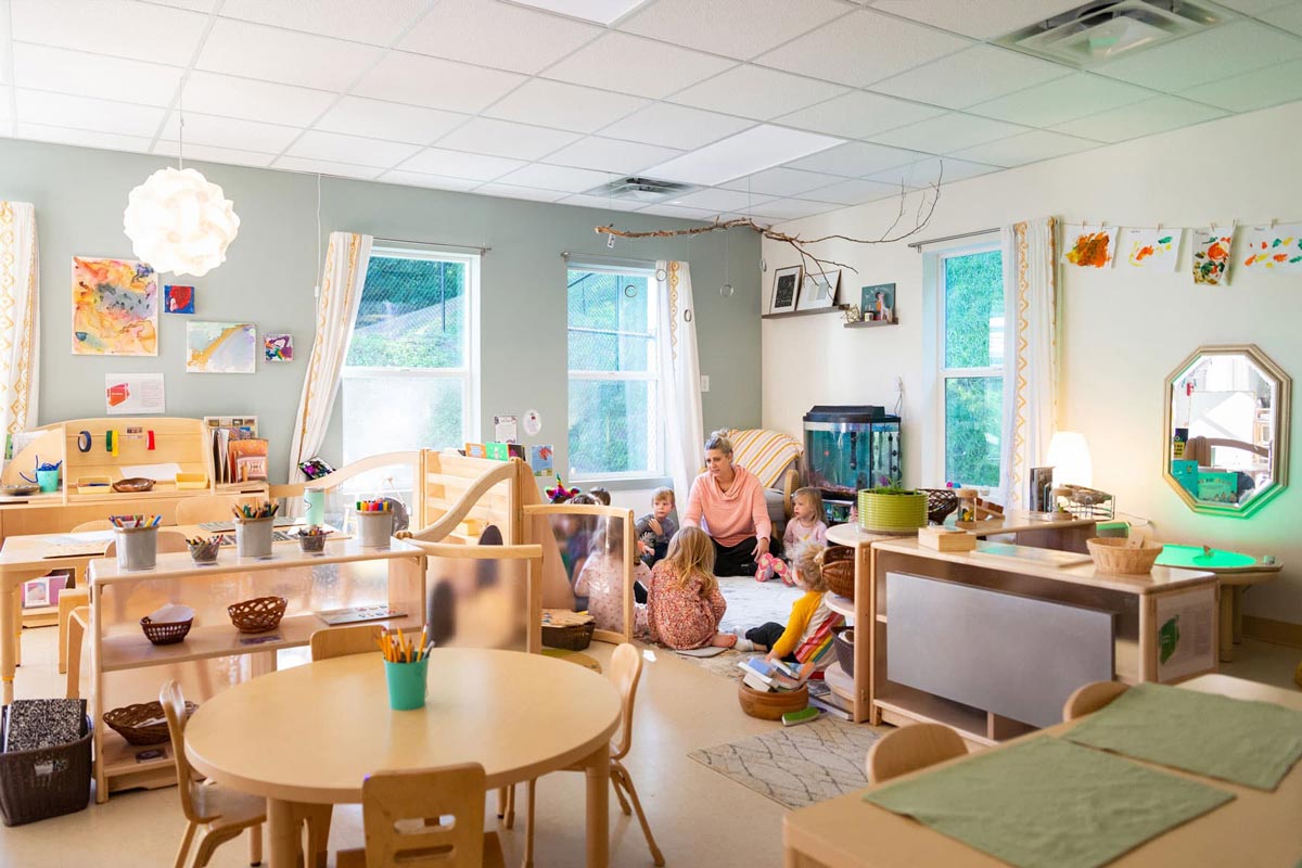 students in new classroom