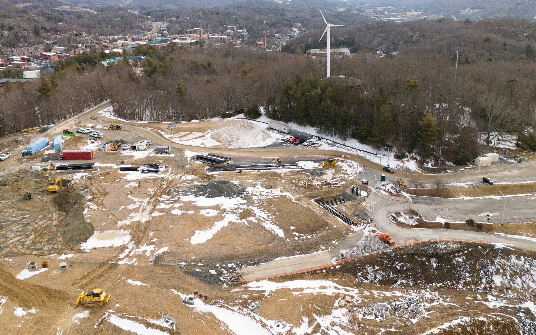 Phase 1 construction progress at App State’s Innovation District, as of Jan. 30, 2024
