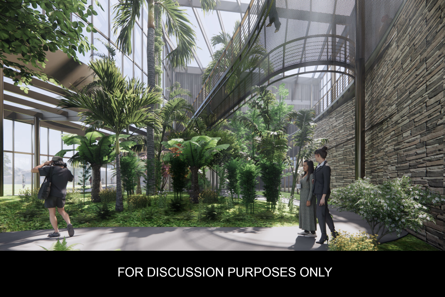 artist’s rendering shows an interior view of the Conservatory for Biodiversity Education and Research