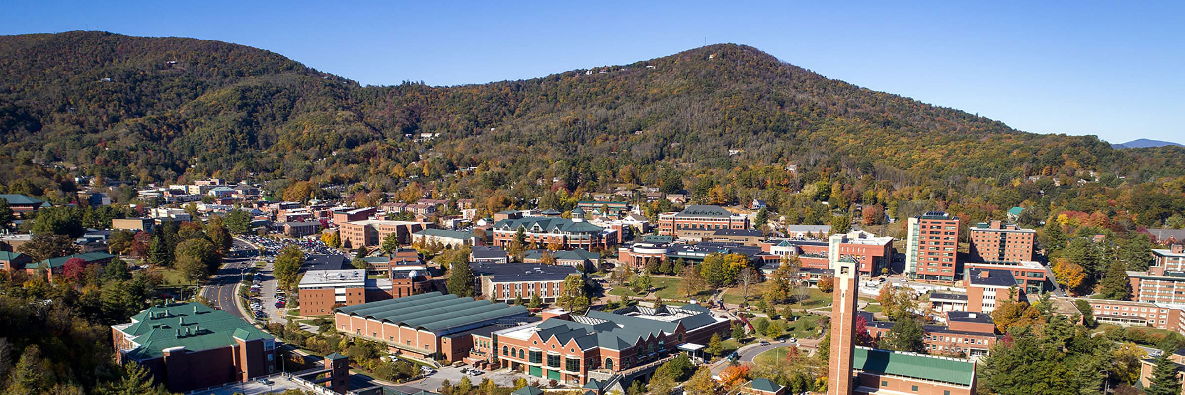 Drone View of Campus and Town