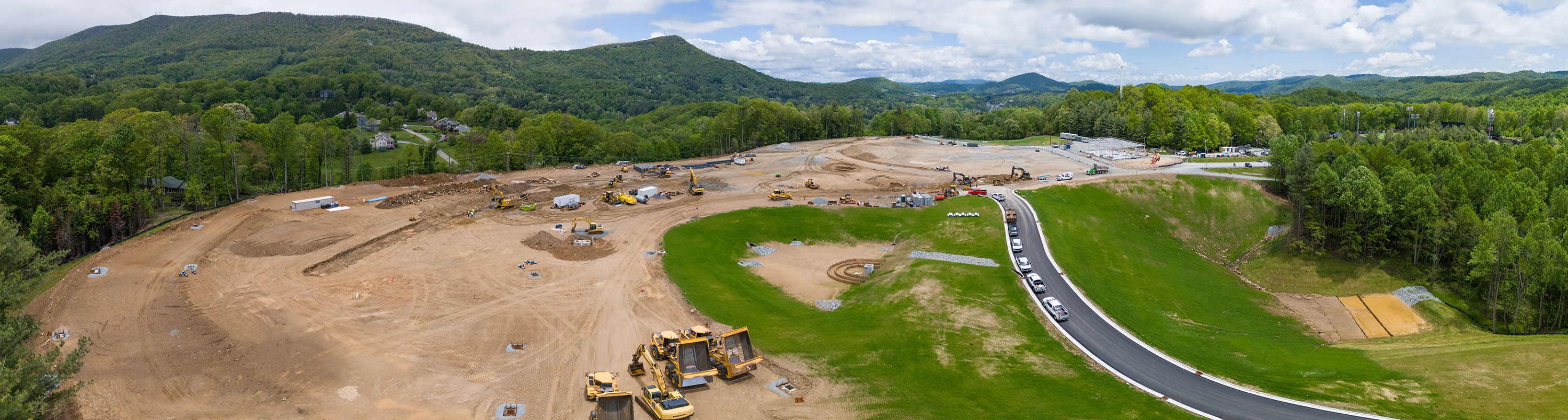 panoramic view of the Phase 1 construction work taking place at App State's Innovation District