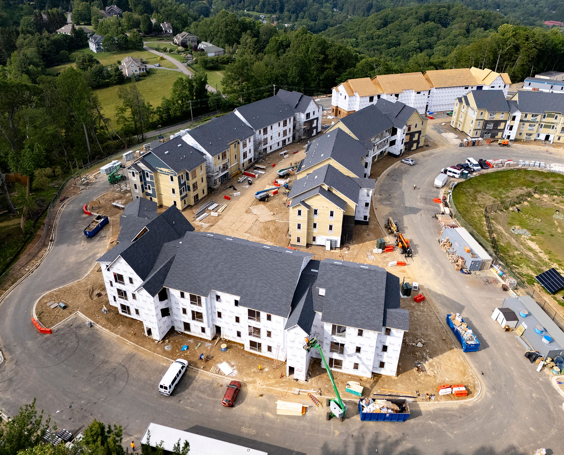 Aerial view of faculty/staff housing under construction at App State, June 11, 2025.