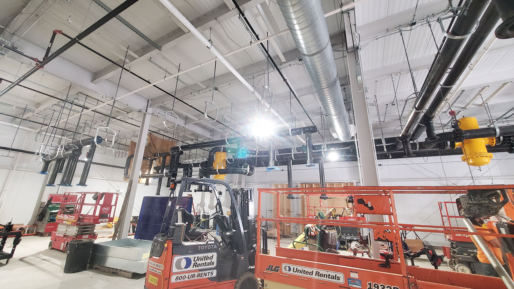 nterior work taking place for the District Energy System Building at App State's Innovation District