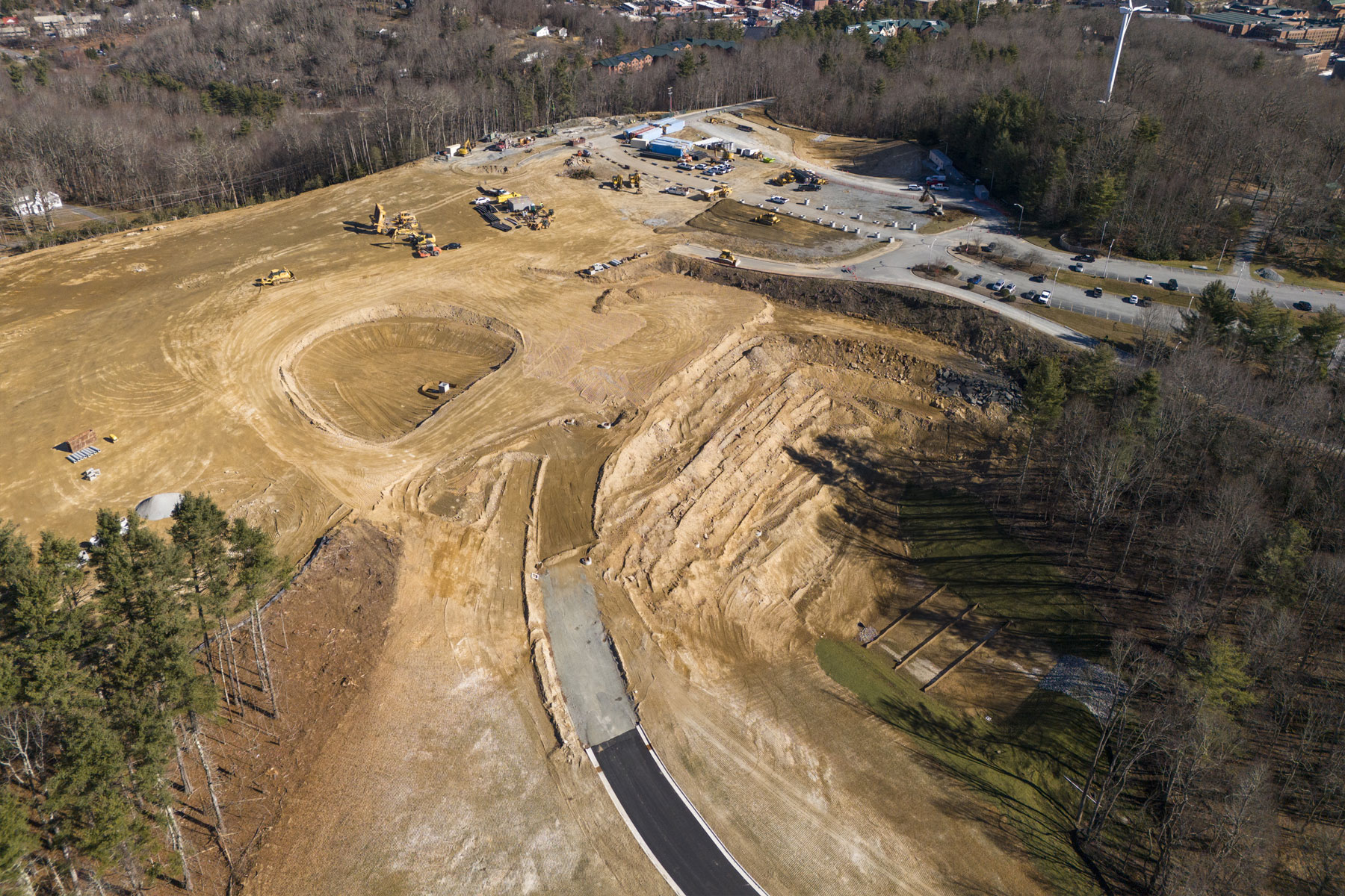 Image shows the construction progress on Phase 1 development of App State's Innovation District, as of Nov. 30, 2023