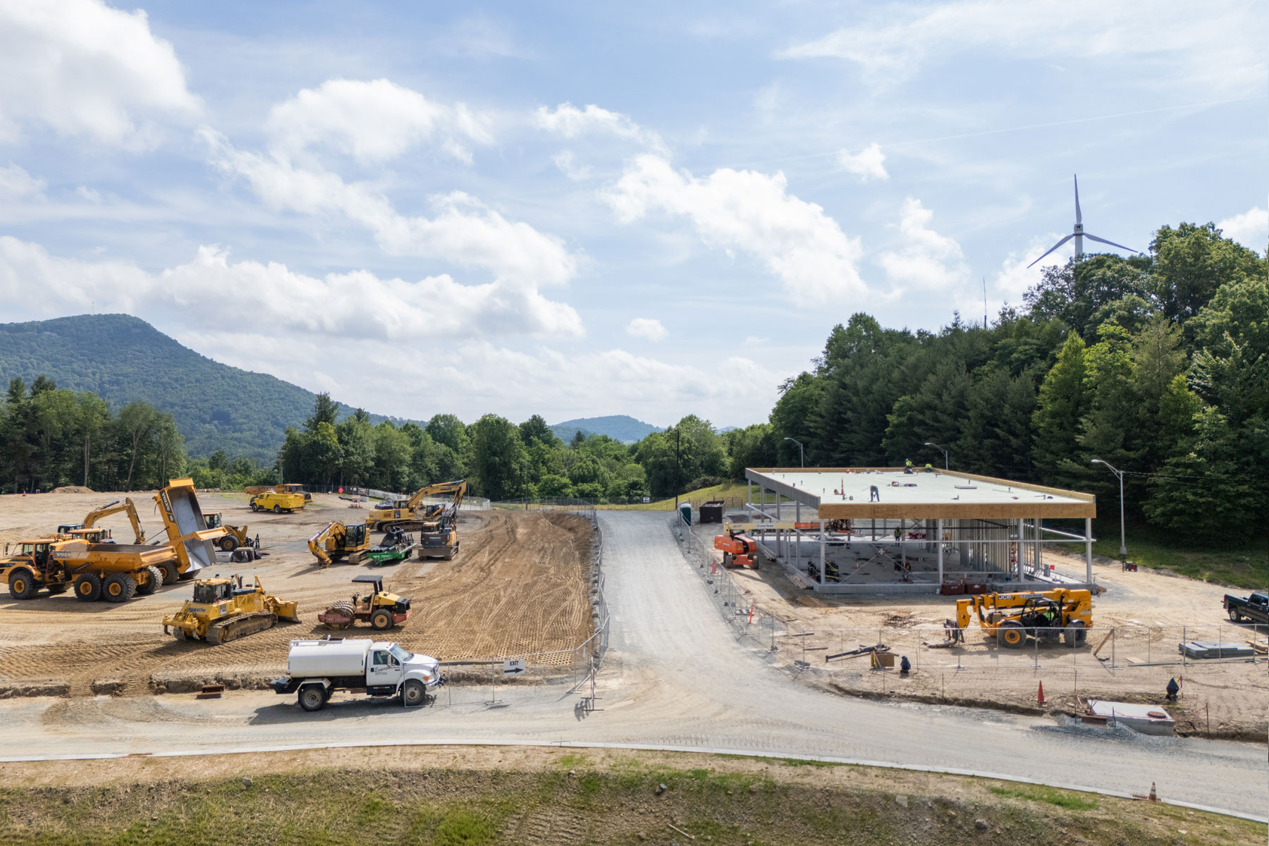 Phase 1 construction progress at App State's Innovation District is shown in this aerial photo, taken May 16, 2024.