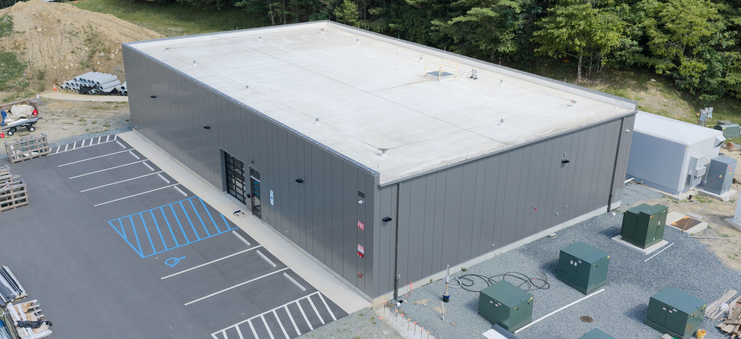 The control building for the App State Innovation District’s energy system, pictured in August 2026.