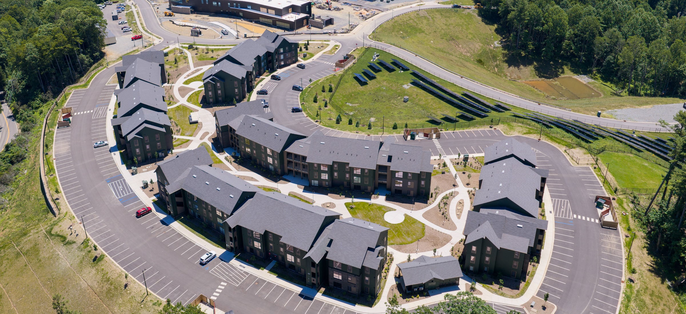 A panoramic view of Phase 1 of the Innovation Ridge faculty and staff housing project.