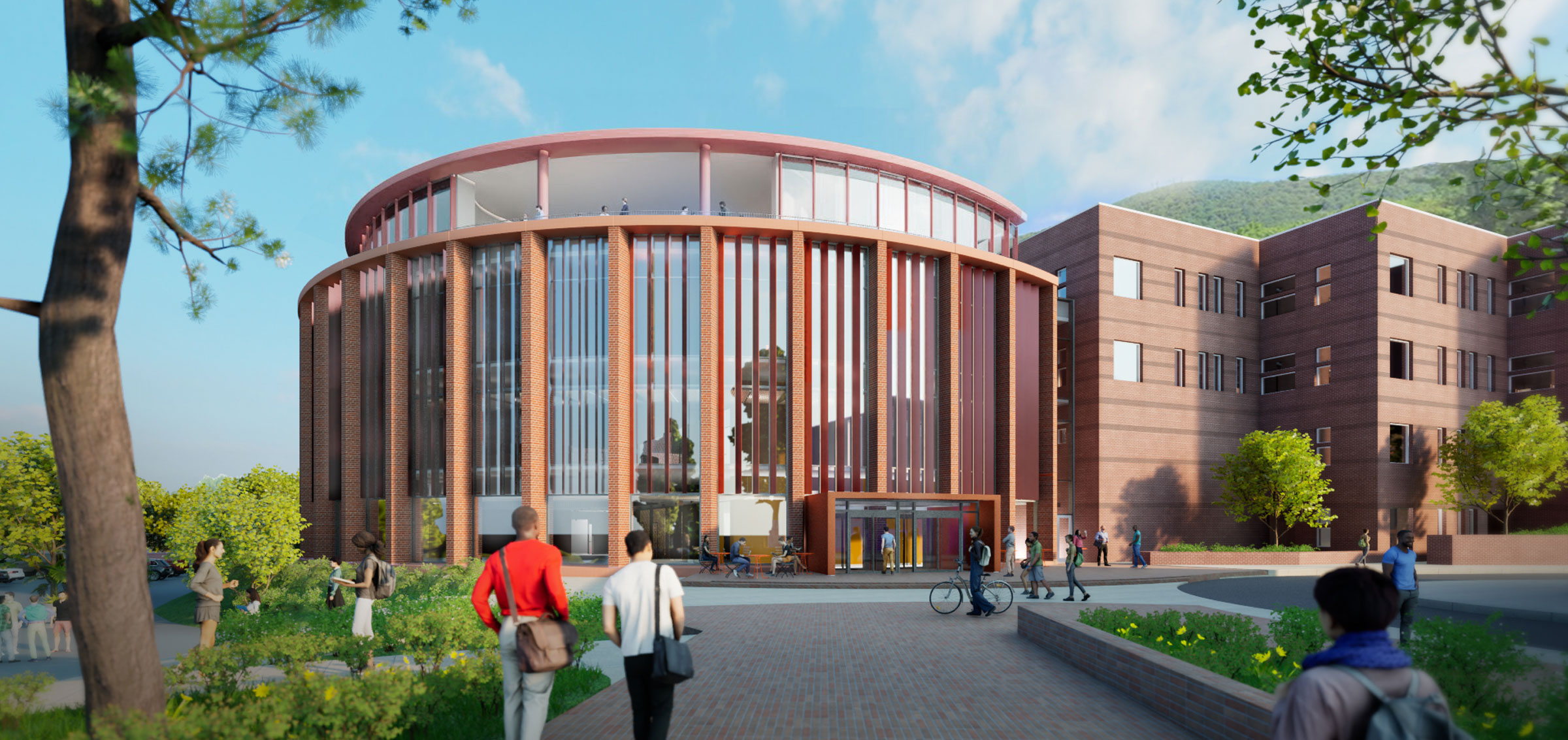 This artist’s rendering provides an exterior view of the new addition for App State’s Peacock Hall.