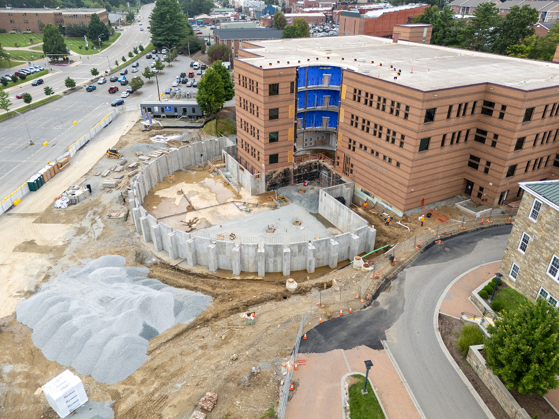 App State’s Peacock Hall addition and renovation project is pictured Aug. 8, 2025.