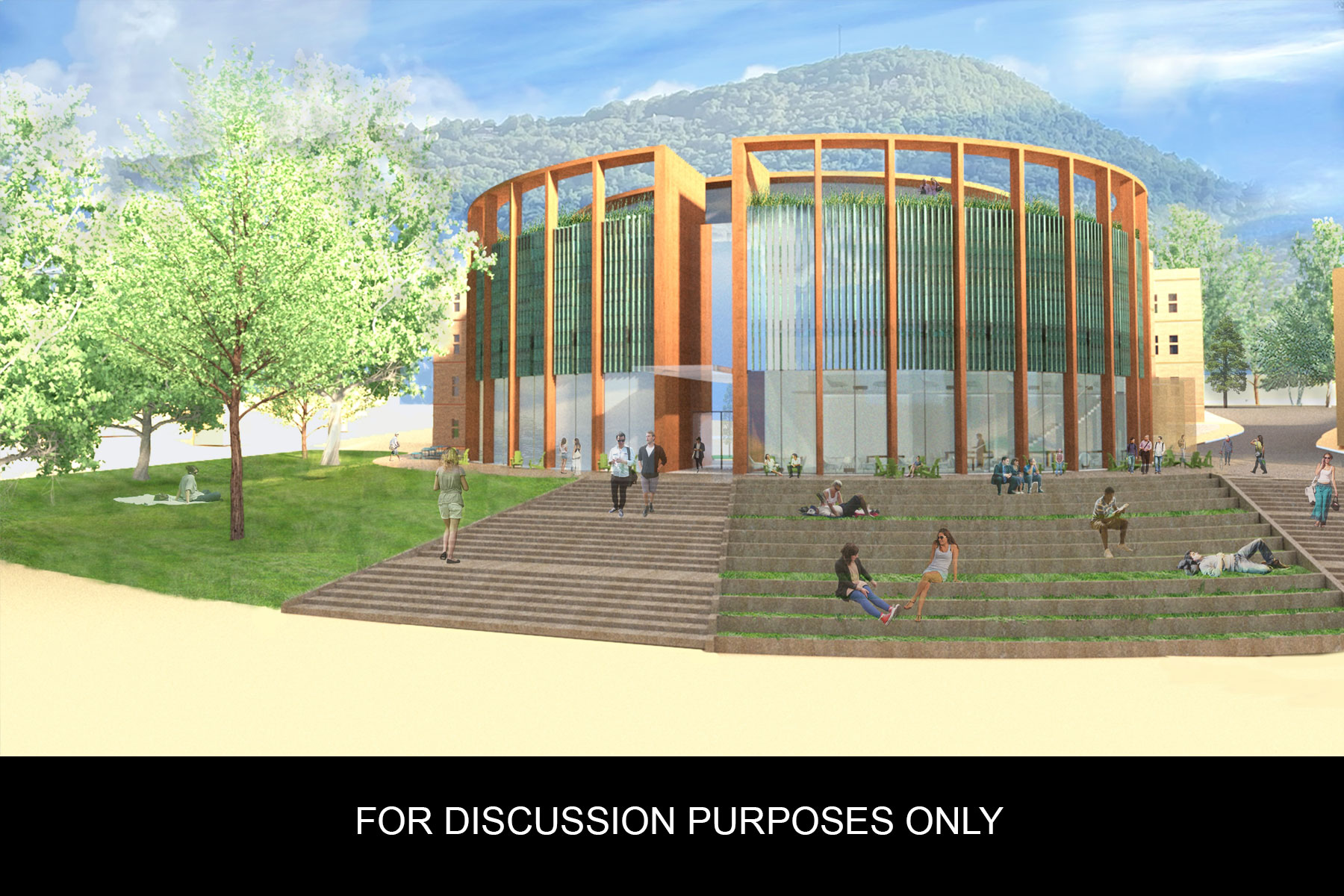 rendering of a front view of Peacock Hall addition