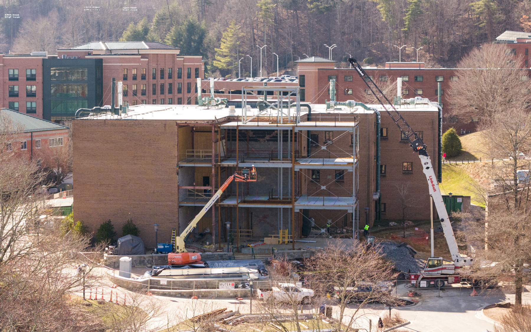 construction progress on Wey Hall's renovation