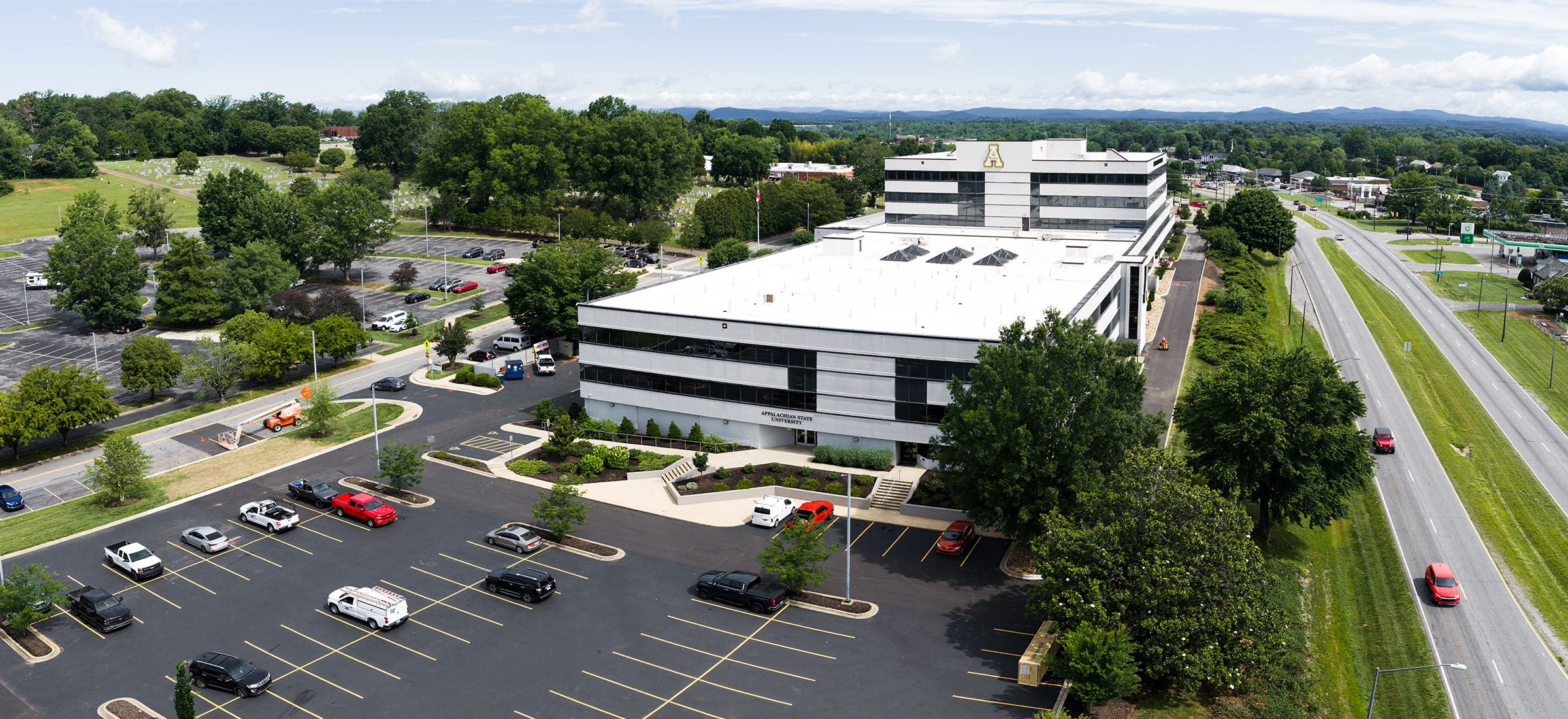 An aerial view of the App State Hickory campus, taken June 19, 2026.