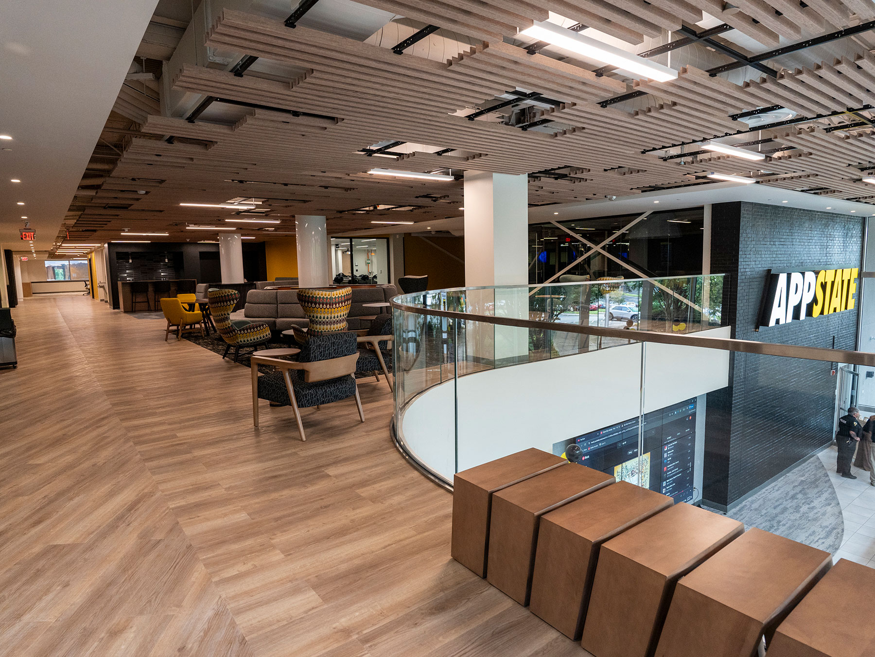 Renovated second floor at App State Hickory with new classrooms, labs, lounges.