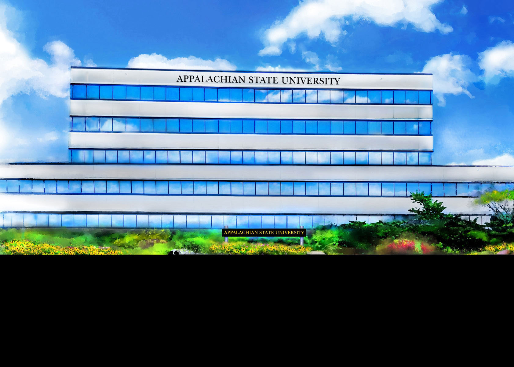 early concept art of future App State Hickory Campus, formerly the Corning Optical Communications building.
