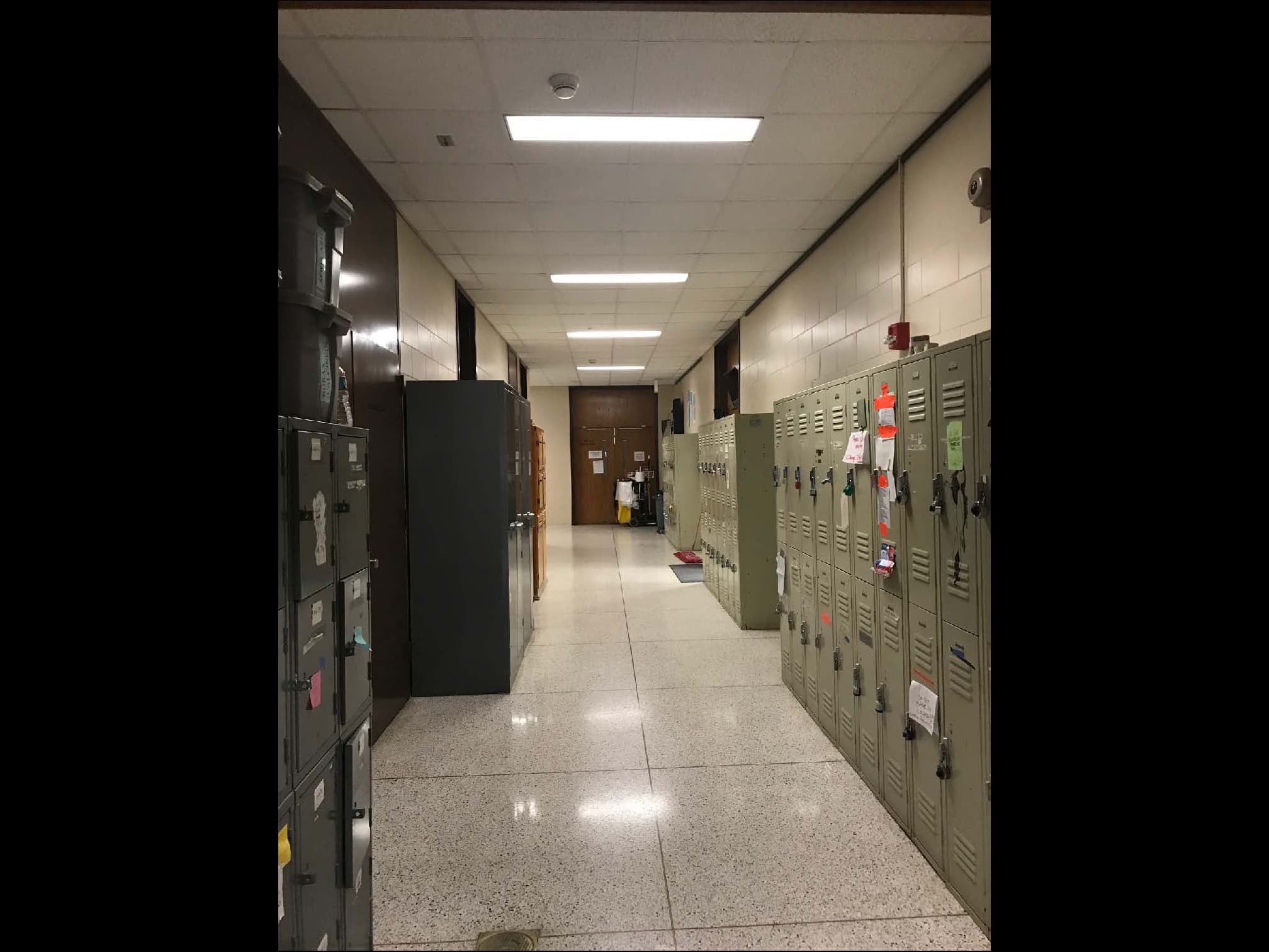 Hallways overloaded with storage and lockers