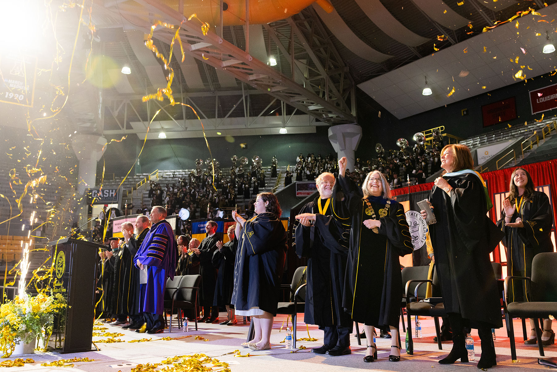 Chancellor Norris, President Hans and others at the conclusion of the installation ceremony.