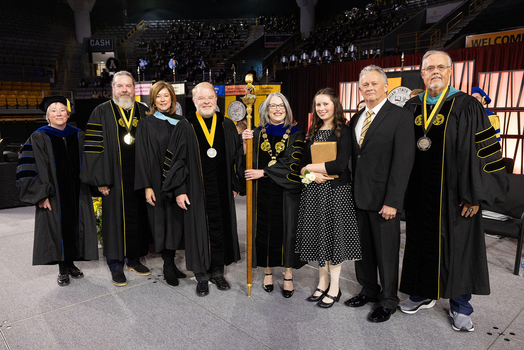 Chancellor Norris with family and President Hans and App State leadership.