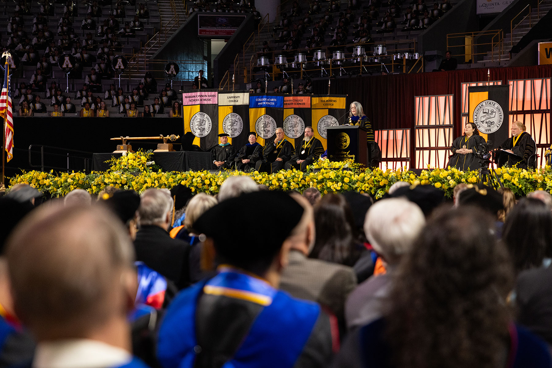 App State Chancellor Heather Hulburt Norris speaking at installation event