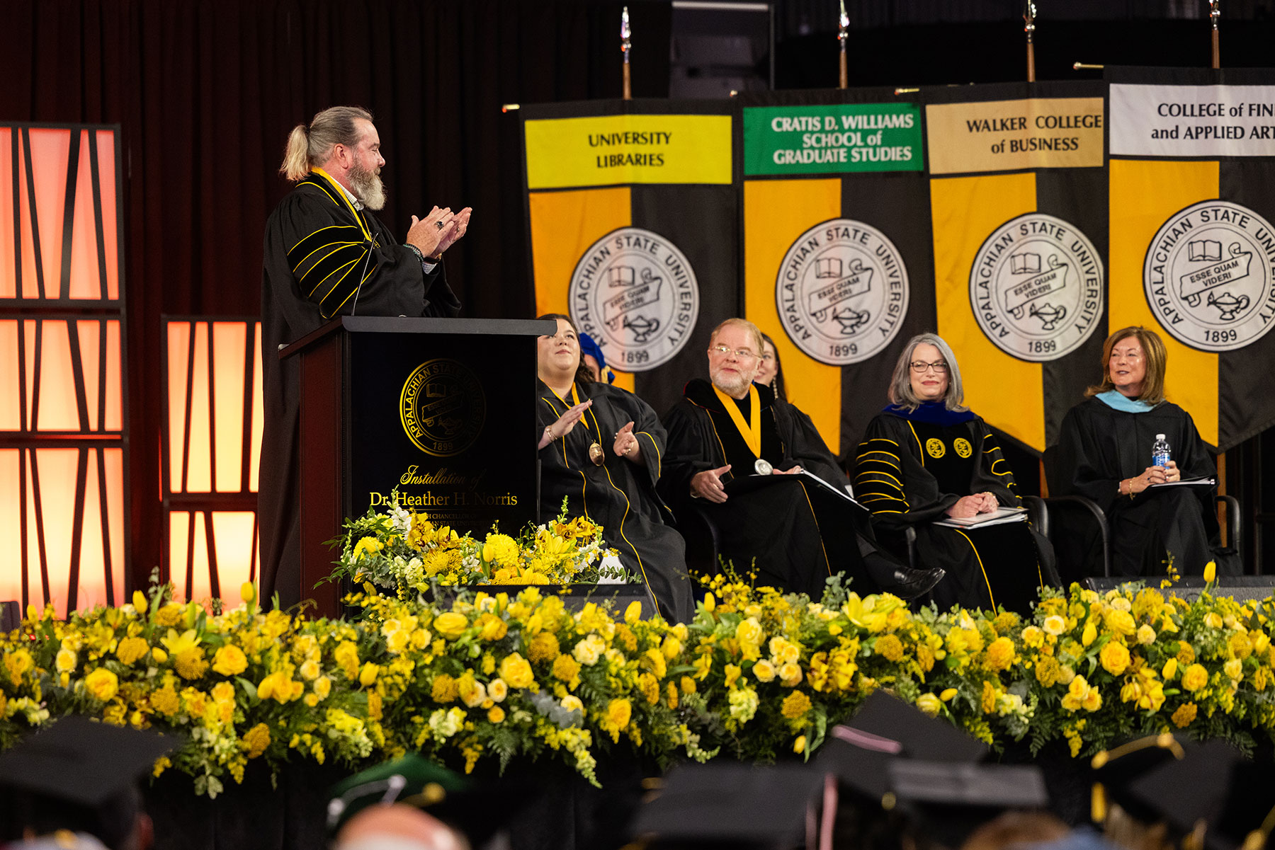Chancellor Norris recognized at the installation ceremony.