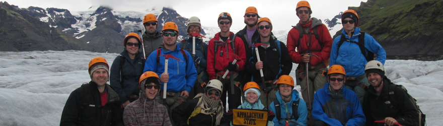 Taking a break during a glacial hike